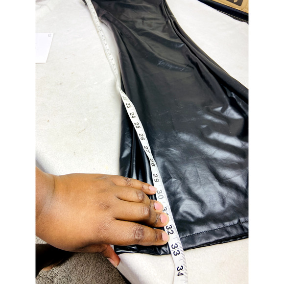 Daisy Womens Faux Leather Flared Motorcycle Biker Pants Black High Rise XL - Picture 6 of 7